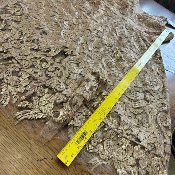 Dress the Population Blair Sequin gold  nude lace midi dress L - Picture 10 of 14